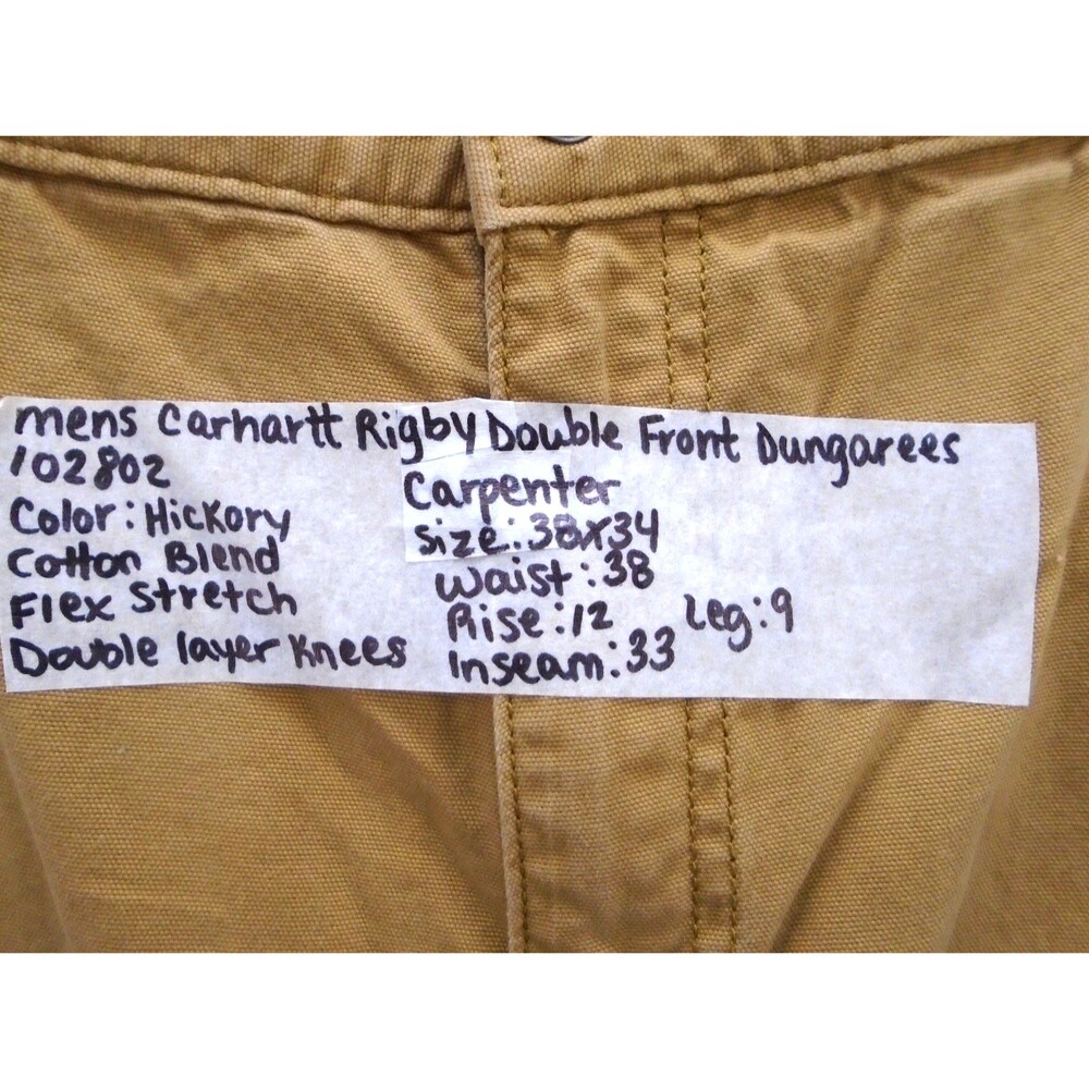 Carhartt Flex Straight Leg Rigby Dungaree Pants Men's Size 38 (38x33) Carpenter - Picture 4 of 13